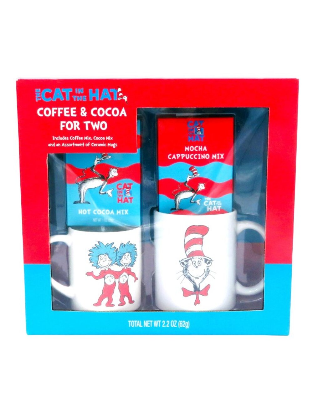 2021 Dr Seuss Cat In The Hat 2 Ceramic Mugs Gift Set Brand New in Box Sealed
